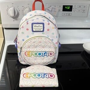 Disney White EPCOT40 Rainbow Mini Backpack and Wallet Set